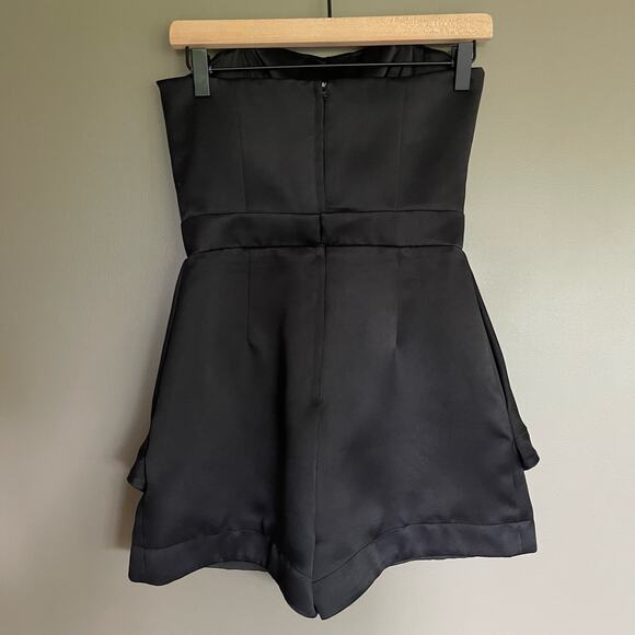 Camilla and Marc Gamer Jumpsuit Romper Sz 4 Black Satin Sleeveless Menswear Chic - Picture 11 of 16